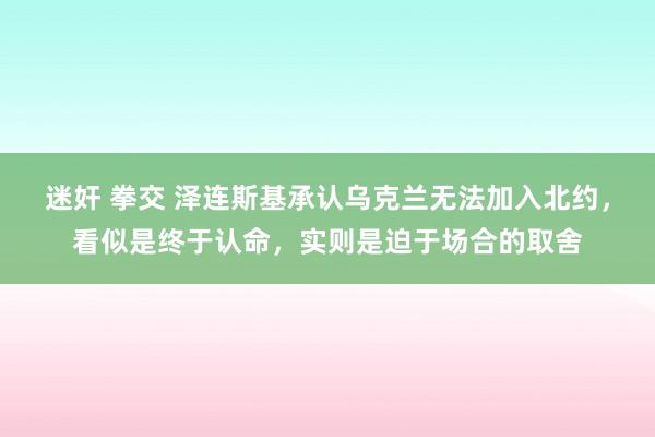 迷奸 拳交 泽连斯基承认乌克兰无法加入北约，看似是终于认命，实则是迫于场合的取舍